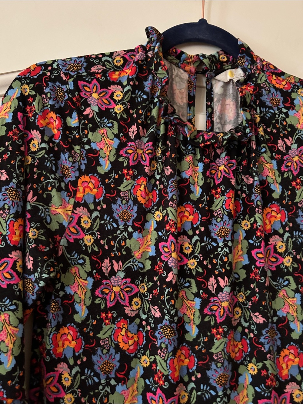 Boden Black Long-Sleeve Tiered Floral Midi Dress - Picture 3 of 12